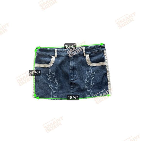 New AFTERHOUR Midnight Rodeo Set Black Wash Denim Embroidered Mini Skirt Sz M - Picture 10 of 12